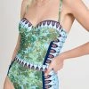 Tory Burch Lipsi Printed One Piece Green Rayure Fleurie