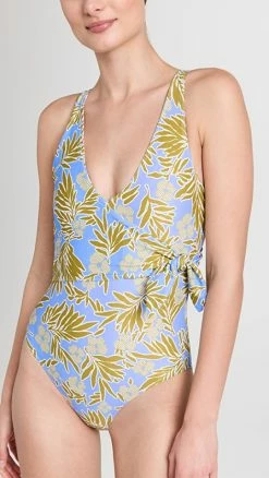 Tanya Taylor Kelly Wrap One Piece Horizon Blue Multi