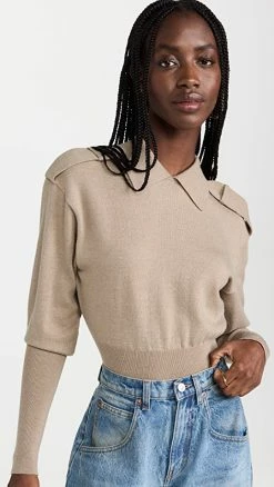 Victoria Beckham Reversible Cut Out Bodysuit Camel Marl