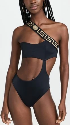 Versace Swim One-Piece Swimsuit Black