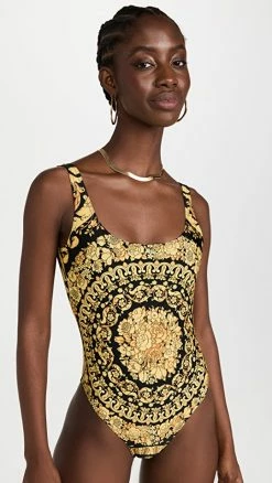 Versace Lycra Swim One Piece Gold/Print