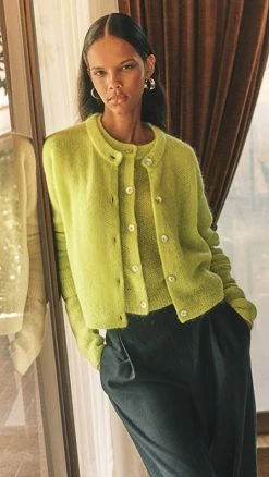 Vince Brushed Button Mohair Cardigan Serpentine