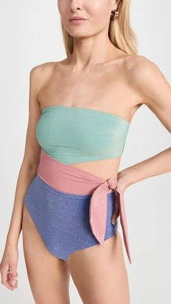 Zimmermann Clover Metallic Scarf Tie One Piece Spliced